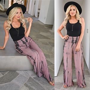 Dusty Rose Tie Dye Palazzo Pants